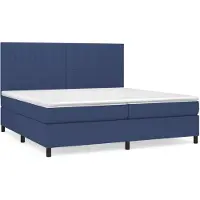 vidaXL Lit boxspring avec matelas bleu 200x200 cm Tissu