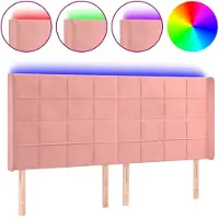 vidaXL Tête de lit LED rose 183x16x118/128 cm velours