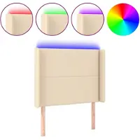 vidaXL Tête de lit LED Crème 103x16x118/128 cm Tissu