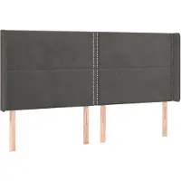 vidaXL Tête de lit avec oreilles gris foncé 163x16x118/128 cm velours