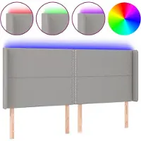 vidaXL Tête de lit LED gris clair 183x16x118/128 cm Tissu