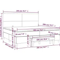 vidaXL Lit boxspring avec matelas brun foncé 200x200 cm Tissu