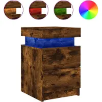 vidaXL Table de chevet avec lumières LED chêne fumé 35x39x55 cm