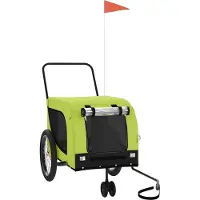 vidaXL Remorque pour vélo Chiens Vert et Noir Tissu Oxford & Fer