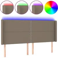 vidaXL Tête de lit LED Taupe 183x16x118/128 cm Tissu