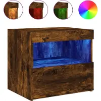 vidaXL Table de chevet avec lumières LED chêne fumé 50x40x45 cm