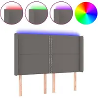 vidaXL Tête de lit LED Gris 147x16x118/128 cm Similicuir