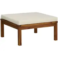 vidaXL Repose-pied avec coussin blanc crème Bois d'acacia massif