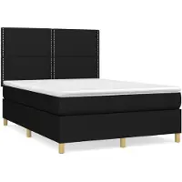 vidaXL Lit boxspring avec matelas noir 140x190 cm Tissu