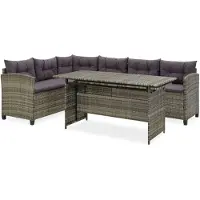 vidaXL Ensemble salon de jardin 2 pièces avec coussins Poly rotin gris