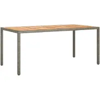 vidaXL Table de jardin 190x90x75 cm Poly rotin et bois d'acacia Gris