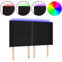 vidaXL Tête de lit LED noir 147x16x118/128 cm Tissu