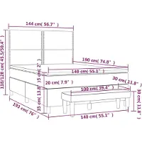 vidaXL Lit boxspring avec matelas noir 140x190 cm Tissu