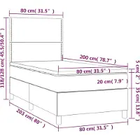 vidaXL Lit boxspring avec matelas gris foncé 80x200 cm velours