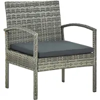 vidaXL Chaise de jardin avec coussin Poly Rattan Gris
