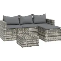 vidaXL Ensemble de salon de jardin 3 pièces avec coussins Gris Poly rotin