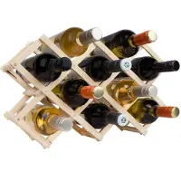 QUVIO Casier à vin - Armoire à vin - Armoire à boissons - Casier à vin sur pied - Accessoire pour le vin - Bois - Pour 10 bouteilles - Pliable - 12,5 x 29,5 x 27 cm (lxlxh) - Marron