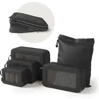Onyx cubes de compression - 5 pièces - Organiseurs de bagages avec zip de compression - Pour valises et sacs - Noir