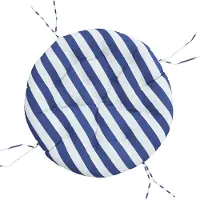 vidaXL Prolenta Premium - Coussin rond rayure bleue/blanche Ø 100 x11 cm tissu oxford