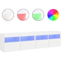 vidaXL Armoires TV murales avec lampes LED 2 pcs. Blanc 80x30x40 cm