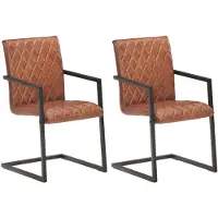 vidaXL Chaise cantilever 2 pcs. Marron Cuir véritable
