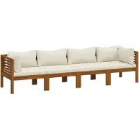 vidaXL Canapé de jardin 4 places avec coussins Crème Bois massif Acacia