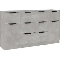 vidaXL Ensemble de 3 sideboards en bois gris béton