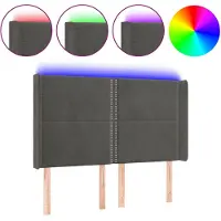 vidaXL Tête de lit LED gris foncé 147x16x118/128 cm velours