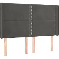 vidaXL Tête de lit avec oreilles gris foncé 147x16x118/128 cm velours