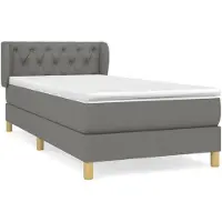 vidaXL Lit boxspring avec matelas gris foncé 80x200 cm Tissu