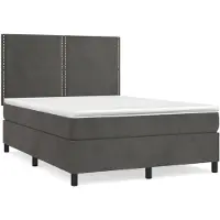 vidaXL Lit boxspring avec matelas gris foncé 140x200 cm velours