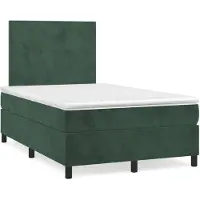 vidaXL Lit boxspring avec matelas vert foncé 120x200 cm velours