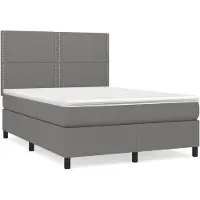 vidaXL Lit boxspring avec matelas gris foncé 140x200 cm Tissu