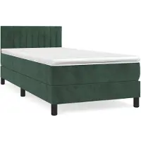 vidaXL Lit boxspring avec matelas vert foncé 100x200 cm velours