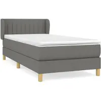 vidaXL Lit boxspring avec matelas gris foncé 90x200 cm Tissu