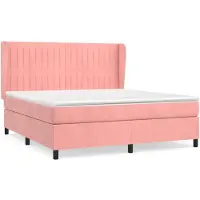 vidaXL Lit boxspring avec matelas rose 180x200 cm velours