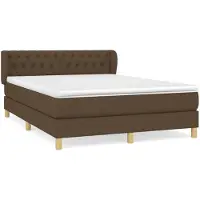 vidaXL Lit boxspring avec matelas Marron foncé 140x200 cm Tissu