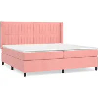 vidaXL Lit boxspring avec matelas rose 200x200 cm velours