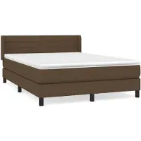 vidaXL Lit boxspring avec matelas brun foncé 140x190 cm Tissu