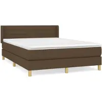 vidaXL Lit boxspring avec matelas Marron foncé 140x200 cm Tissu