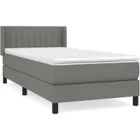 vidaXL Sommier à lattes de lit avec matelas Gris foncé 90x200 cm Tissu