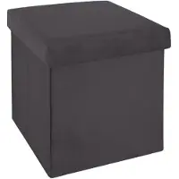 Atmosphera Pouf pliant velours Tess - Gris foncé
