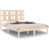 vidaXL Lit en bois massif 135x190 cm