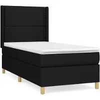 vidaXL Lit boxspring avec matelas noir 90x190 cm Tissu