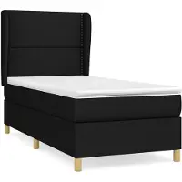 vidaXL Lit boxspring avec matelas noir 100x200 cm tissu