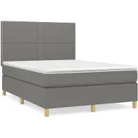 vidaXL Lit boxspring avec matelas gris foncé 140x200 cm Tissu