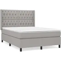 vidaXL Lit boxspring avec matelas gris clair 140x200 cm Tissu