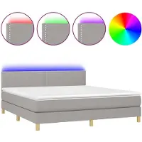 vidaXL Lit boxspring avec matelas & LED gris clair 180x200 cm Tissu