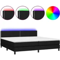 vidaXL Lit Boxspring avec matelas & LED Noir 200x200 cm Tissu