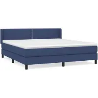 vidaXL Lit boxspring avec matelas bleu 180x200 cm Tissu
